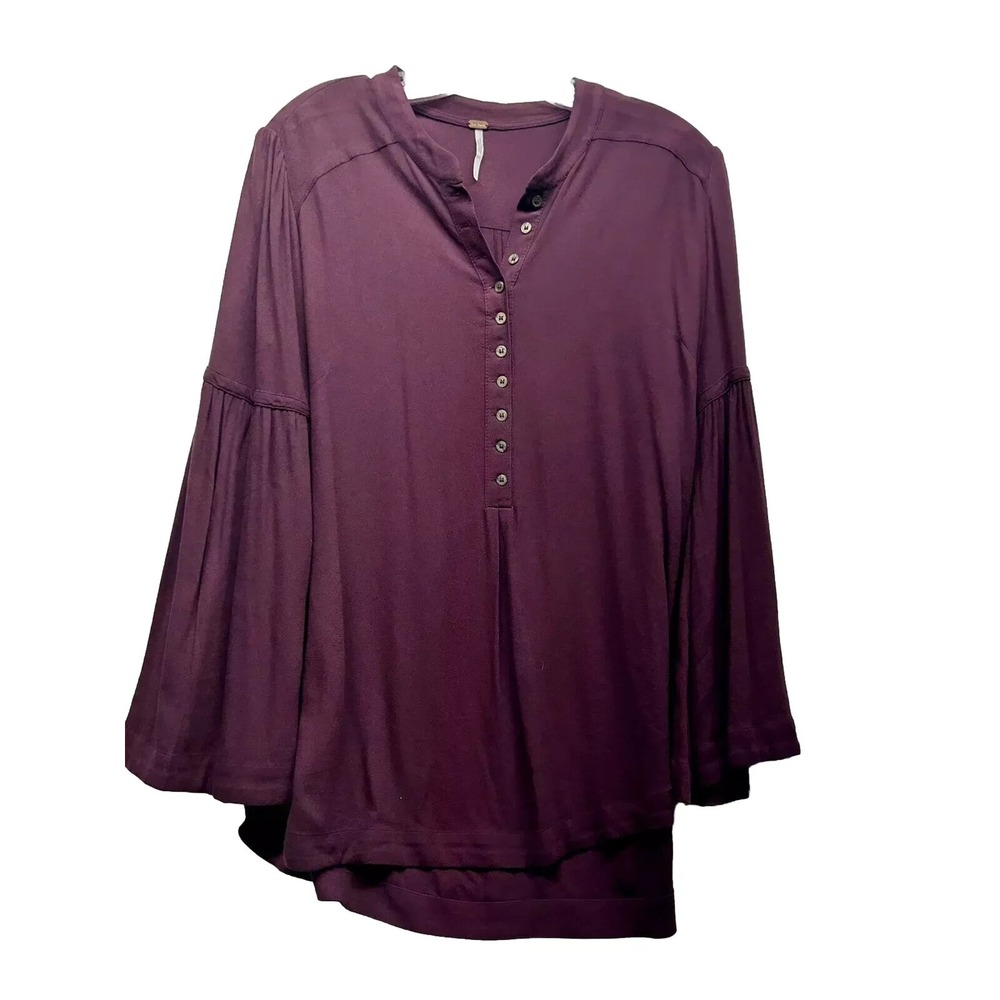 Free People Womens Wine Small Rayon Blouse Top Shirt (H9)